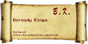 Borsody Kinga névjegykártya